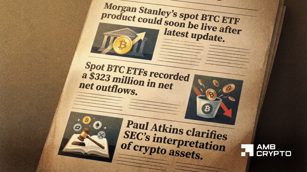 Here’s what happened in crypto today: $323M BTC ETF outflows, SEC signals shift & more…